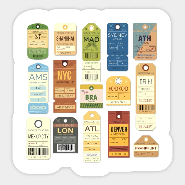 Vintage Luggage Tags Sticker by Printadorable